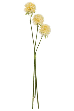 J-Line bloem Allium 3 Stuks - kunststof - lichtgeel - large - 12 stuks