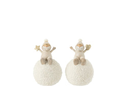 J-Line Kerstman Op Bal Ster Horen Poly Grijs Assortiment Van 2