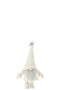 J-Line figuur Kabouter Grijze Baard - textiel - wit