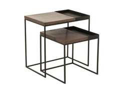 S/2 SIDE TABLE METAL BRONZE/BL