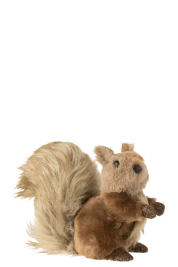 J-Line figuur Eekhoorn Deco - textiel - bruin