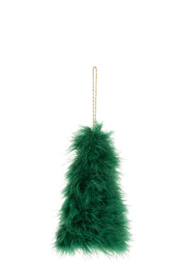 J-Line hanger Kerstboom - veren - donkergroen - 3 stuks