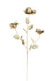 J-Line decoratie Tak 3 Bloemen + Blaadjes - kunststof - goud - 12 stuks