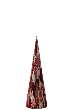 J-Line Kegel Deco Pailletten Textiel Burgundy Small