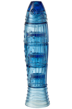 FISH CUPS GLASS HIGH BLUE