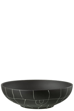 J-Line Japan schaal - keramiek - zwart - woonaccessoires