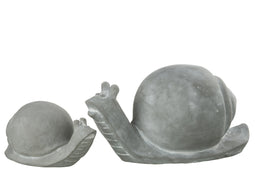 J-Line decoratie Slak - cement - grijs - 2 stuks