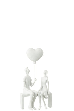 COUPLE SIT HEART BALL POL WH