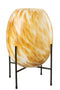 VASE+FOOT DOT GLASS WH/OCH