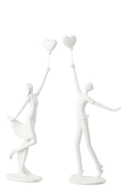 LADY AND MAN HEART BALL POL WH ASS2