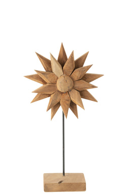 J-Line decoratie Zonnebloem Mia - hout - naturel - medium