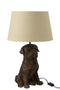 LAMP DOG SITTING RESIN BROWN