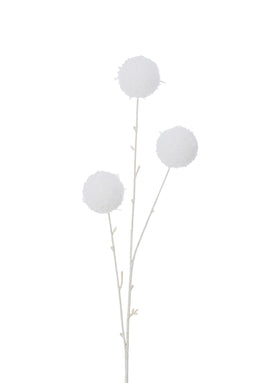 BR 3 POMPOMS SNOW PLAST WHITE