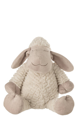 SHEEP PLUSH TEXT WHITE/BEIGE L