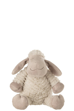 J-Line pluche Schaap - textiel - wit/beige - small