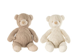 J-Line pluche Beer - textiel - wit/beige - 2 stuks