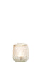 J-Line kaarshouder - theelichthouder Rand - glas - goud/tansparant - small - 2 stuks