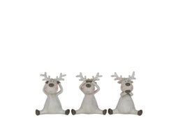 J-Line figuur Hert Zien/Horen/Zwijgen Zittend - polyresin - bruin - medium - 3 stuks