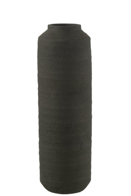 VASE CYLINDRICAL CLAY BLACK L
