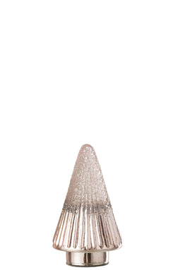 J-Line kerstboom Geribbeld - glas - roze - small