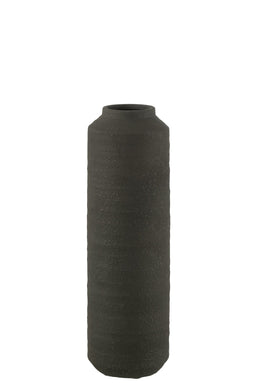 VASE CYLINDRICAL CLAY BLACK S