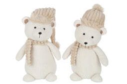 J-Line figuur Beer Hoed Sjaal - textiel - beige - large - 2 stuks