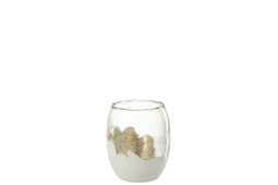 CANDLEHOLDER WAVY GL TR/WH M