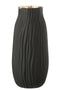 VASE NOTCHES GLASS BLACK/GD L