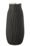 VASE NOTCHES GLASS BLACK/GD L