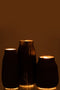 VASE NOTCHES GLASS BLACK/GD L