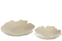 J-Line schaal - metaal - zilver - 2 stuks - woonaccessoires