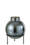 VASE BALL GLASS/METAL BLU/BL L