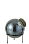 VASE BALL GLASS/METAL BLU/BL L