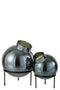 VASE BALL GLASS/METAL BLU/BL L