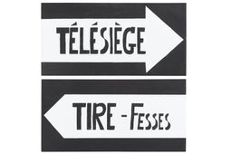 PLACARD ARR SKI WD BL/WH ASS2