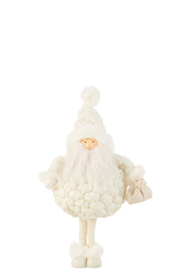 J-Line figuur Kerstman Cadeau Tas - textiel - wit - small
