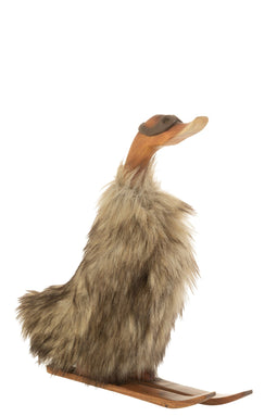 DUCK SKIER FUR WOOD BROWN L
