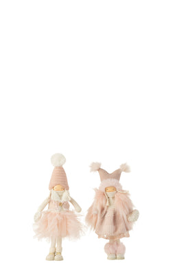 J-Line figuur Meisje Hart - textiel - roze - small - 2 stuks