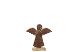 J-Line figuur Engel Op Voet Vernist - hout- bruin - medium