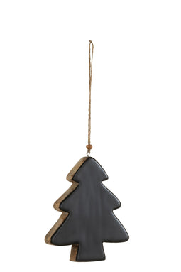J-Line hanger Boom - hout - zwart - large - 3 stuks