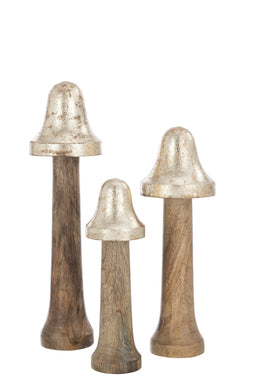 J-Line Set Van3 Paddenstoelen Dun Hout Naturel/Goud