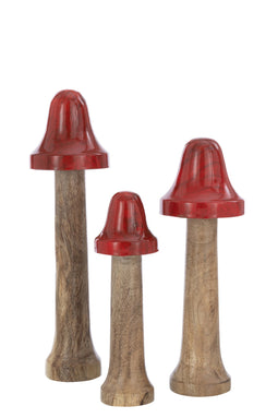 S/3 MUSHROOM THIN WO NAT/RED