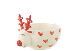 BOWL DEER HEART DOLO WHITE/RED