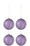 J-Line kerstbal Parels - glas - paars - small - doos van 4