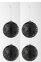 J-Line Kerstballen - glas & parels - zwart - 4 stuks - kerstboomversiering