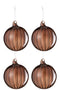 J-Line kerstbal Geribbeld - glas - donkerbruin - large - doos van 4