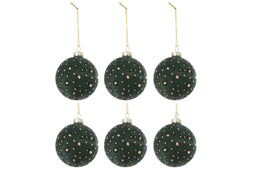 B6 XMAS BAUBLE DOTS VEL GRN/GD