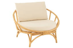 CHAIR+CUSH RATT/TEXTILE NAT/WH
