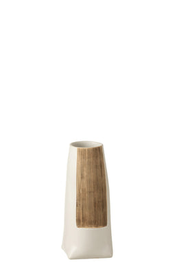 VASE IBIZA ROUND CER WH/BR S
