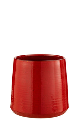 J-Line bloempot Rond - keramiek - rood - large